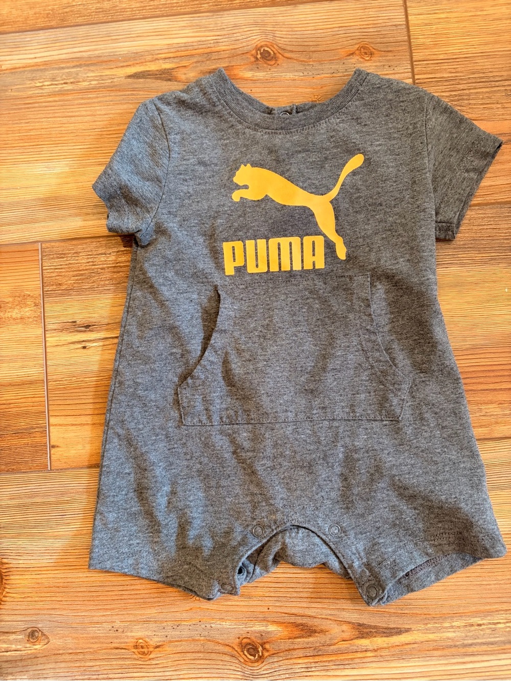 Puma Toddler Gray Romper with Orange Accent